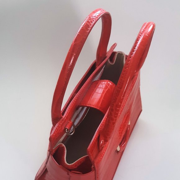 Sam Edelman Chiara Red Mini Handbag Alligator Croc Texture - Picture 7 of 11